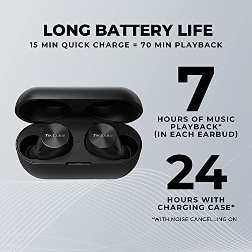 Technics HiFi True Wireless Multipoint Bluetooth Earbuds with Noise Cancelling, 3 Device Multipoint Connectivity, Wireless Charging, Impressive Call Quality, LDAC Compatible - EAH-AZ60M2-K (Black)