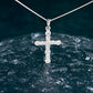 Tuscany Silver Women's Sterling Silver Fancy White Cubic Zirconia Cross Pendant on Curb Chain of 46cm/18"