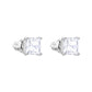 Swarovski Attract stud earrings, Square cut, White, Rhodium plated