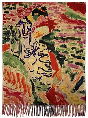 GFM® Wool Blend Cashmere Texture Painting Art Based Print Shawl Scarf for Autumn Winter - Henri Matisse - La Japonaise - (PWSHL-FS-5125-A)