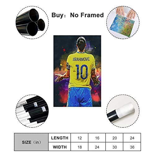 Zlatan Ibrahimovic Poster Soccer Football Pop Art Player 7 Canvas Wall Art Decor Paintings for Living Room Home Decoration 12×18inch(30×45cm) Unframe-style1