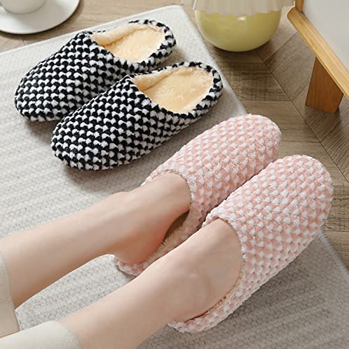 Under 8.99 Fall Winter Fuzzy Slippers For Women Gifts For Her 2022 New Polka Dot Mute Japanese Indoor Slippers Wooden Floor Home Non Slip Couple Men And Women Plus Size Cotton Slippers Promotion Sale