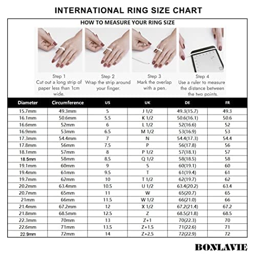 Bonlavie 925 Sterling Silver Ring for Women, Oval Cluster April Birthstone Ring, Rhodium Plated Bridal Engagement Wedding Band, Size J 1/2