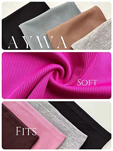 AYWA Two Piece Outfits for Women Fitted Crew Neck T-shirt High Waist Leggings Biker Shorts Matching Sets Streetwear (Fuchsia, X-Small)