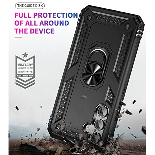 Yiakeng for Samsung A54 5G Case, Samsung A54 5G Phone Case with Screen Protector, Silicone Shockproof Military Grade Protective Phone Cover with Ring Kickstand for Samsung Galaxy A54 5G (Black)