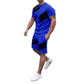 NQyIOS Men's Polo Track Suit Sets Short Sleeve Casual Button Down Hippie T-Shirts Shorts Sets Summer Fashion Beach Outfits Plus Size Summer Outfits Lounge Set Sales Clearance Blue