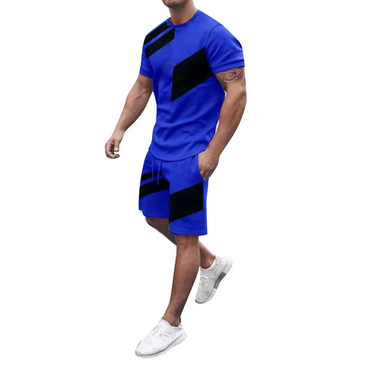 NQyIOS Men's Polo Track Suit Sets Short Sleeve Casual Button Down Hippie T-Shirts Shorts Sets Summer Fashion Beach Outfits Plus Size Summer Outfits Lounge Set Sales Clearance Blue