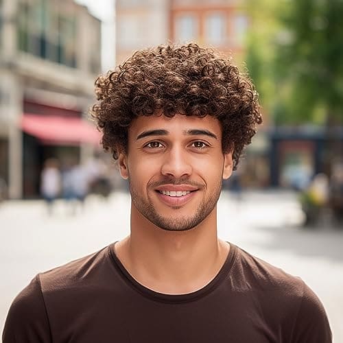 BERRYLION Short Brown Afro Mens Wig|Costume Wigs for Men|Synthetic Curly Mens Wigs for Daily Use