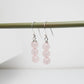 TreasureBay Handmade Natural Rose Quartz Gemstone Dangle Drop Earrings For Women Girls Made with 925 Sterling Silver Hook (Triple Beads Rose Quartz)