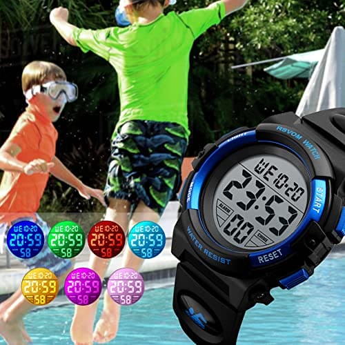 Kids Watches for Boys, Outdoor Waterproof Digital Sports Watch with Alarm/Stopwatch, Childrens Digital Wrist Watches for Teenagers Students Birthday/Christmas Gifts - Blue by RSVOM