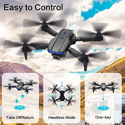 JOJODAN Mini Drone with Camera for Kids - Foldable RC Quarcopter with 3 Rechargeable Batteries Headless Mode One Key Flying 3D Flips Gift for Kids, Black