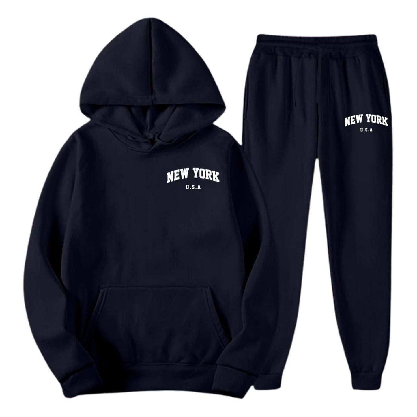 Mens Sport Wear Set Unisex Sport Tracksuits Sweatsuits Solid Two-Piece Outfits Casual Long Sleeve Pullover Hoodies Sweatshirt and Sweatpants Set Jogging Suit Gym Tracksuit Mens Full Set Xmas Gift