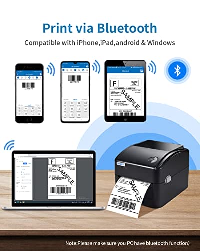 vretti Thermal Bluetooth Label Printer Bluetooth Shipping Label Printer,Thermal Label Printer 4x6 With Compatible with Windows and Linux Systems,Not Compatible with Mac OS