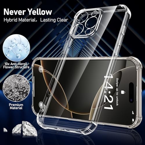 YisrLery 3 in 1 Phone Case Compatible with iPhone 16 Pro Max Case and 2 Pack Tempered Glass Screen Protector, Slim Soft TPU Shockproof Anti-Scratch iPhone 16 Pro Max Phone Case Silicone Clear 6.9-Inch