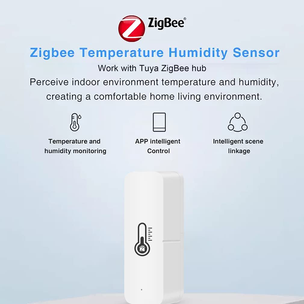 XRC TECH Tuya Zigbee Temperature And Humidity Sensor Smart Home Tuya Smart Life APP Real-time Monitoring Work with Alexa Home Gateway Required