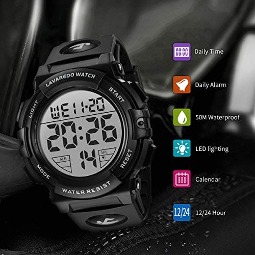 L LAVAREDO Mens Digital Watch Sports Military Watches Waterproof Outdoor Chronograph Wrist Watches for Men with LED Back Ligh/Alarm/Date