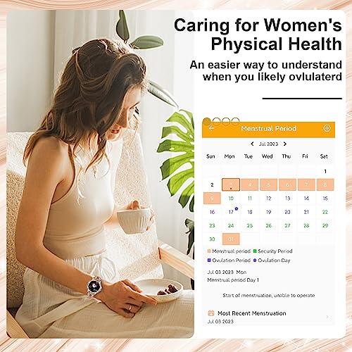 Smart Watches for Women (Answer/Make Call) with Diamonds, 1.3” HD Touch Screen Bluetooth Smartwatch for Android iOS Phones, Fitness Activity Trackers with Heart Rate/SpO2/BP/Sleep Monitor (Gold)