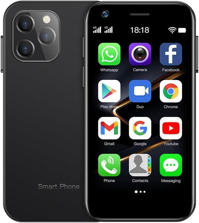 SOYES XS12 Pro 4G Mini Phone 3.0, 4GB RAM 64GB ROM, 5MP Front 13MP Rear Cameras, for Android 10.0, Small Size Convenient to Carry (Black)