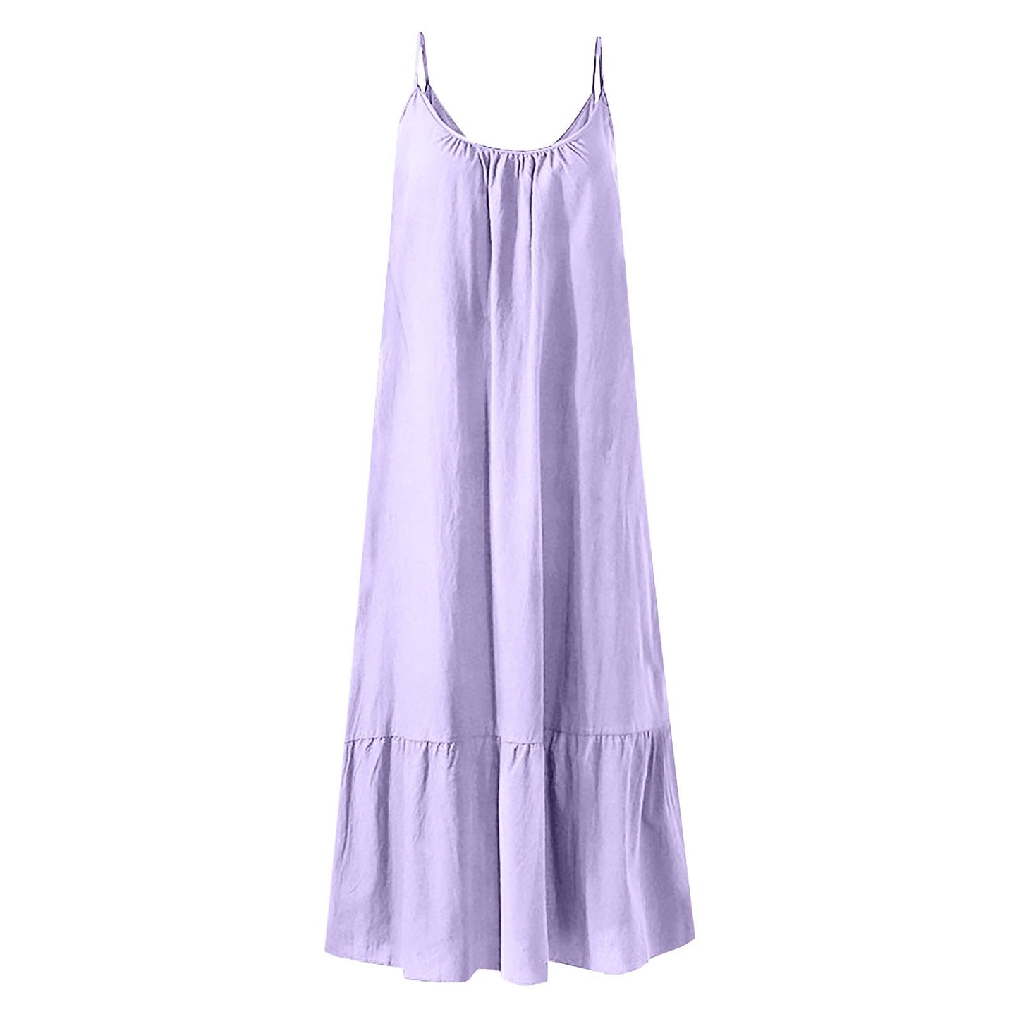 Beach Dresses for Women - Women's Summer Maxi Dress Casual Boho Sleeveless Spaghetti Strap Smocked Tiered Long Beach Sun Dresses Loose Ruched Flowy Beach Sundress Vacation Maxi Dresses Purple