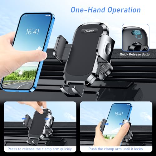 Blukar Car Phone Holder, Air Vent Car Phone Mount Cradle 360° Rotation - Upgraded Super Stable Hook Clip - One Button Release Car Phone Holder for iPhone, Galaxy, All 4.0''-6.7'' Phones