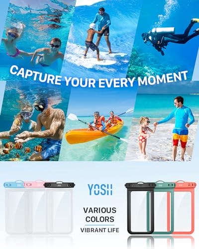 YOSH Waterproof Phone Pouch, 2 Pack IPX8 Waterproof Phone Case for Swimming, Underwater Phone Case for iPhone 16 15 14 13 12 11 Pro XS, Samsung S24 S23 S22 A55 A54 A15, Huawei P60 Mate 60 up to 6.8"