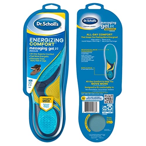 Dr. Scholl's Energizing Comfort Everyday Insoles with Massaging Gel®, On Feet All-Day, Shock Absorbing, Arch Support,Trim Inserts to Fit Shoes, Men's Size 8-14, 1 Pair