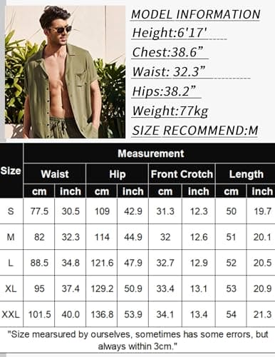 COOFANDY Mens Linen Slim Fit Drawstring Casual Shorts Beach Party Jogger Running White