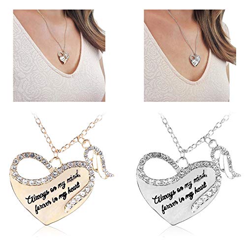 Janly Clearance Sale Women Necklaces & Pendants, The Diamond-encrusted Angel Wing Love Necklace Highlights Your Personality, Valentine's Day Birthday Jewelry Gifts for Ladies Girls (Gold)