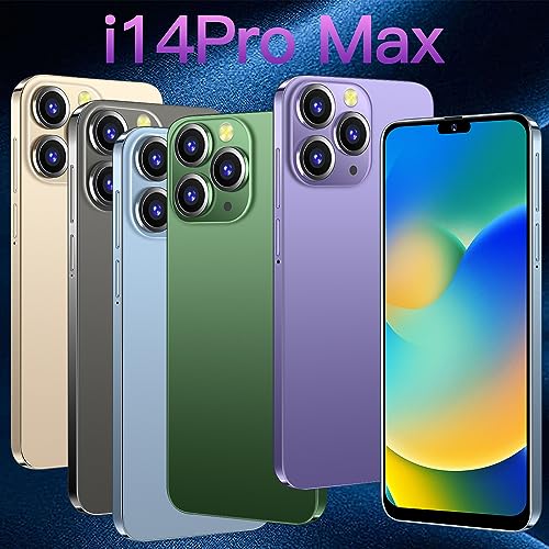 JtQtJ i14Pro Max (2023 New) Smartphones, Android 9.0 Mobile Phones with 6.3" HD Display, Dual SIM, Dual Cameras, 16GB ROM(Expandable to 128GB),Wifi,GPS,Bluetooth,Face ID-(i14Pro Max(6.3")-Golden)