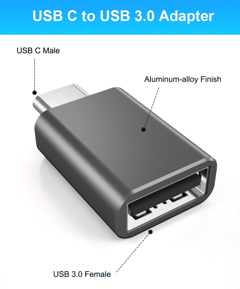 Elebase USB C to USB Adapter for iPhone 16 Charger 4P,Type C Male to USB A 3.0 Female OTG Adapter,Thunderbolt 4 Converter for iPhone 15 Pro Max Plus,Mac,iPad,Air Mini,Galaxy S24 S23,Z Flip Fold 5 4 3