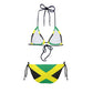 Biyejit Jamaican Flag Womens Two Piece Swimsuits Brazilian Triangle Top Halter String Sexy Bathing Suit Cheeky Bottoms Bikini Set Beach Swimwear