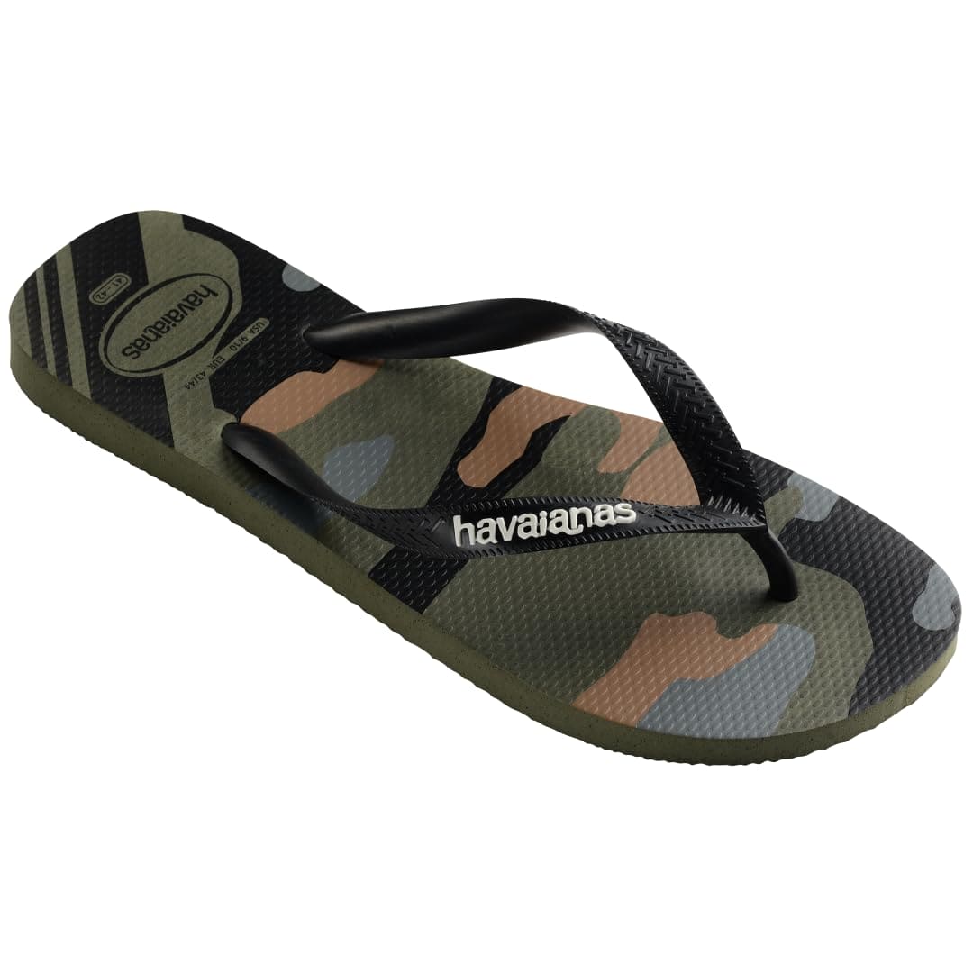 Havaianas Unisex Top Camo Sandal - Bold Print Flip Flops - Moss, 11/12W - 9/10M