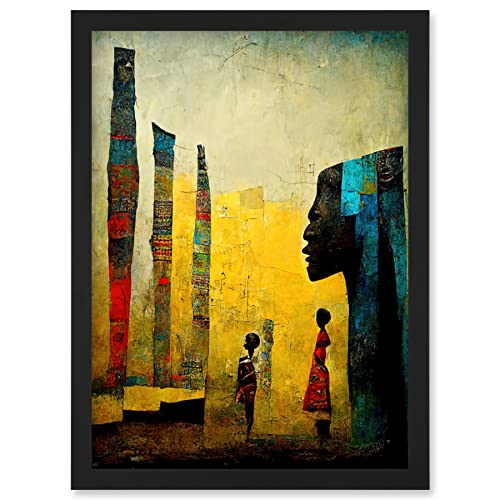 Doppelganger33 LTD African Art Modern Bright Abstract Artwork Framed Wall Art Print A4