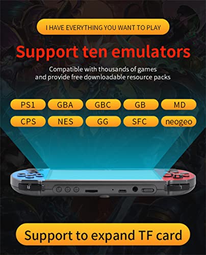 Temoo X7 Retro Handheld Game Console, Built In 10000 Games And 10 Emulators, 4.1inch HD Screen Rechargeable Handheld Console, Portable Mini Handheld Game Console, Support Video Output Music Ebook