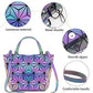 BestoU Geometric Grid Holographic Handbags for Ladies, Color Changing Ladies Purse PU Leather Shoulder Bag (color 3)