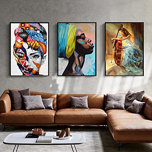 XUnada Black African Wall Art Prints, Abstract Woman Pictures Canvas Painting for Wall Living Room Bedroom,A4 21X30cm No Frame