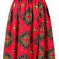 OLIPHEE Women's African Boho Dress Vintage Floor Length High Waist Multiway Bandage Dress Ethnic Costume S, Red Geometric