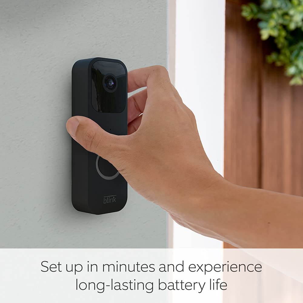 Blink Video Doorbell | Two-way audio, HD video, long-lasting battery life, motion detection, chime app alerts, Works with Alexa (Black)