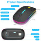 Bluetooth Wireless Mouse with Type-C Receiver Rechargeable 2.4G USB Portable Mobile Optical Office Bluetooth Mice Backlight Mouse, 3 Ddjustable DPI for iPad,Notebook,PC,Laptop,Computer and Windows