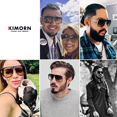 kimorn Sunglasses For Men Retor Goggle Metal Frame Classic Eyewear AE0336 (Gold Frame Gradient Purple Lens, 62)