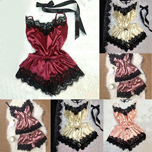 WKAYsIV Womens-Lingerie-Suspender-Strappy-Underwear Women Sexy Lingerie Sets Front Open Closure V Neck Lace Sleepwear Dress With G-String Lingerie Sets For Women Uk Plus XL 0.99