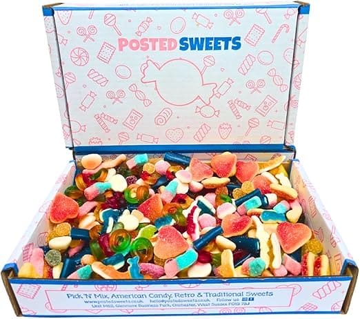 Posted Sweets Fruity Sweet Hamper Box Gift, Sweet Gift For Any Occasion, Tasty Pick & Mix Sweets, Adults and Kids, Sweet Box