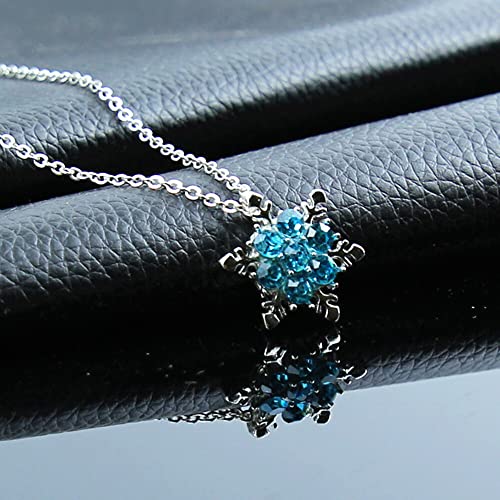 Snowflake Pendant Necklace Plated Silver Crystal Rhinestones Pendant Necklace for Women Girl