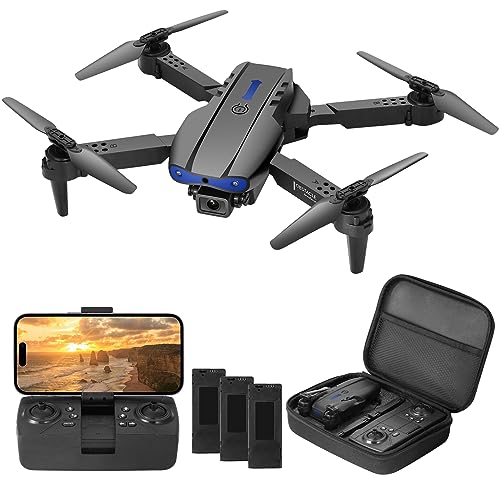 JOJODAN Mini Drone with Camera for Kids - Foldable RC Quarcopter with 3 Rechargeable Batteries Headless Mode One Key Flying 3D Flips Gift for Kids, Black