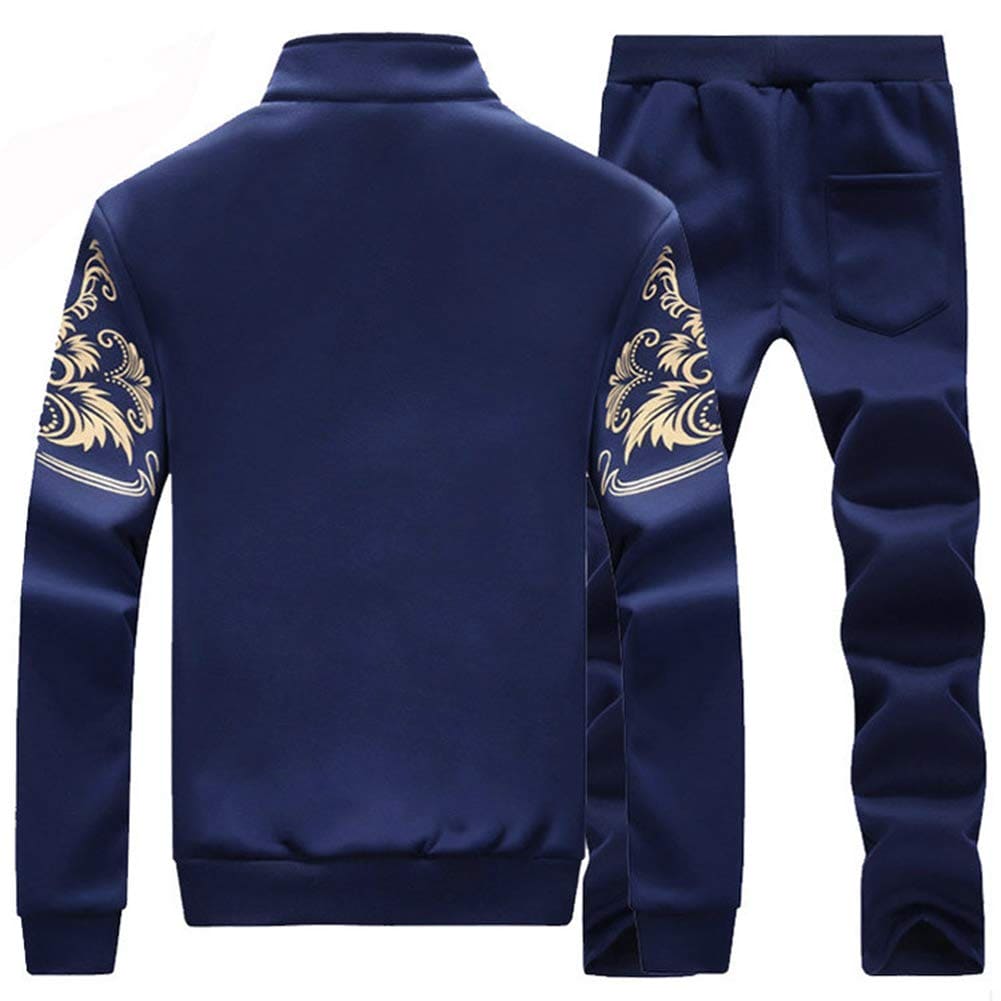 LBL Men’s Tracksuit Set Casual 2 Piece Jogging Sweatsuits Long Sleeve Sweatshirt and Tracksuit Bottoms Joggers Set Sport Suits W78 Blue L