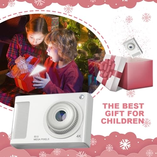 HTU Mini CCD Camera HD 1080P 48MP 4X Zoom Kids Digital Camera Dual Lens Digital Point and Camera Anti Shake Support 32GB Card for Boys Girls Teenagers Gift