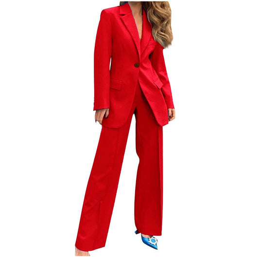 AMhomely Trousers Suit for Women UK Clearance Ladies 2 Piece Outfits Elegant Blazer Sets Solid Open Front Long Sleeves Suit Jacket and Pencil Pants Vintage Wedding Office Work Formal Outfits