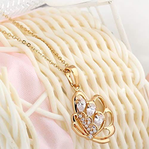 YAZILIND Pendant Necklace Hollow Butterfly Cubic Zirconia Gold Plated Women Jewellery for Her