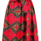 OLIPHEE Women's African Boho Dress Vintage Floor Length High Waist Multiway Bandage Dress Ethnic Costume S, Red Geometric