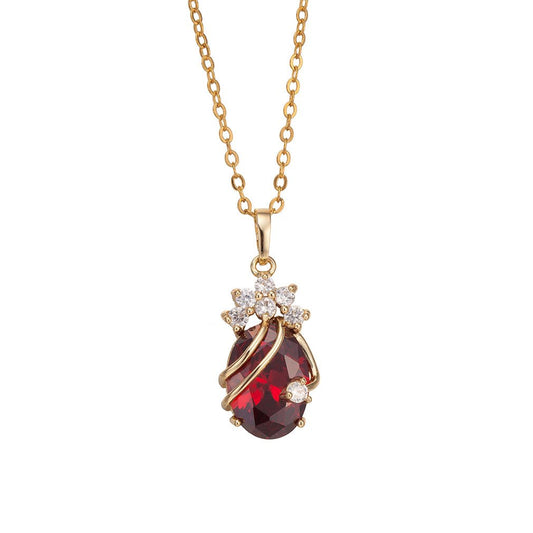 YAZILIND Cute 18K Gold Plated Rhinestone Crystal Red Crystal Pendant Necklaces Ideas